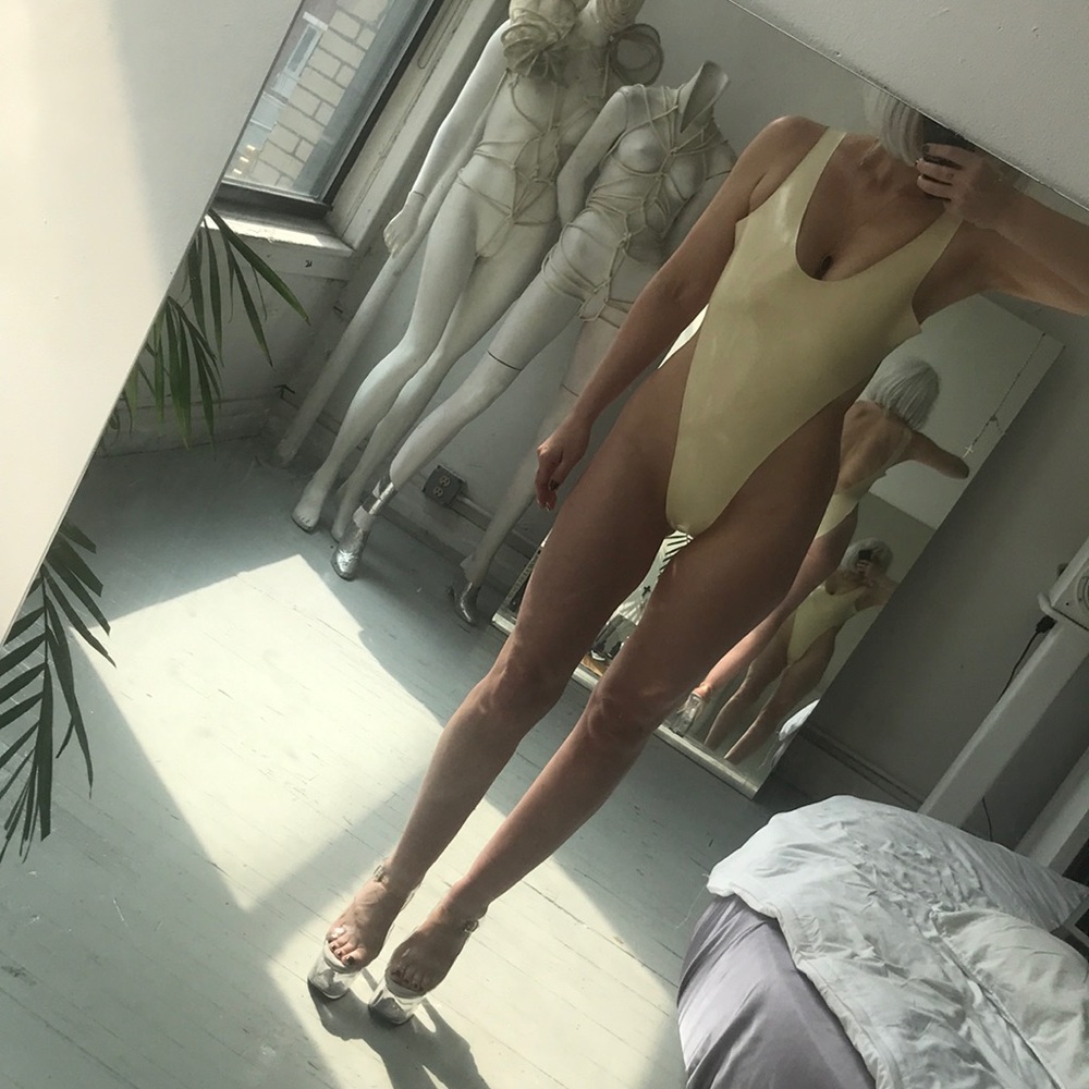 Cream latex bodysuit